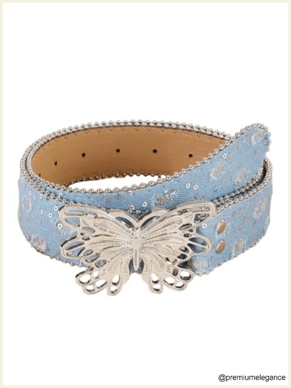 Women PU Leather Butterfly Buckle Belt Y2K Punk Grunge Western Cosplay
